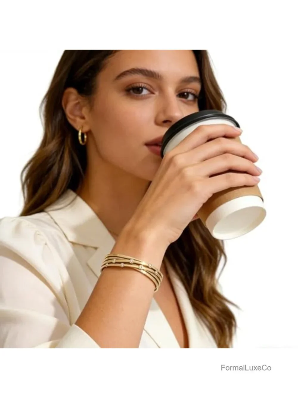 Multi-Layered Crisscross Bangle Bracelet for Women, Alloy, Sparkling Accents